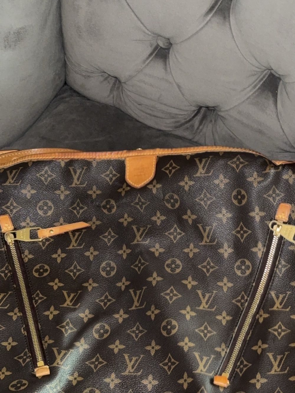 Louis Vuitton Monogram Canvas Carry-All Tote with Tan Leather Trim